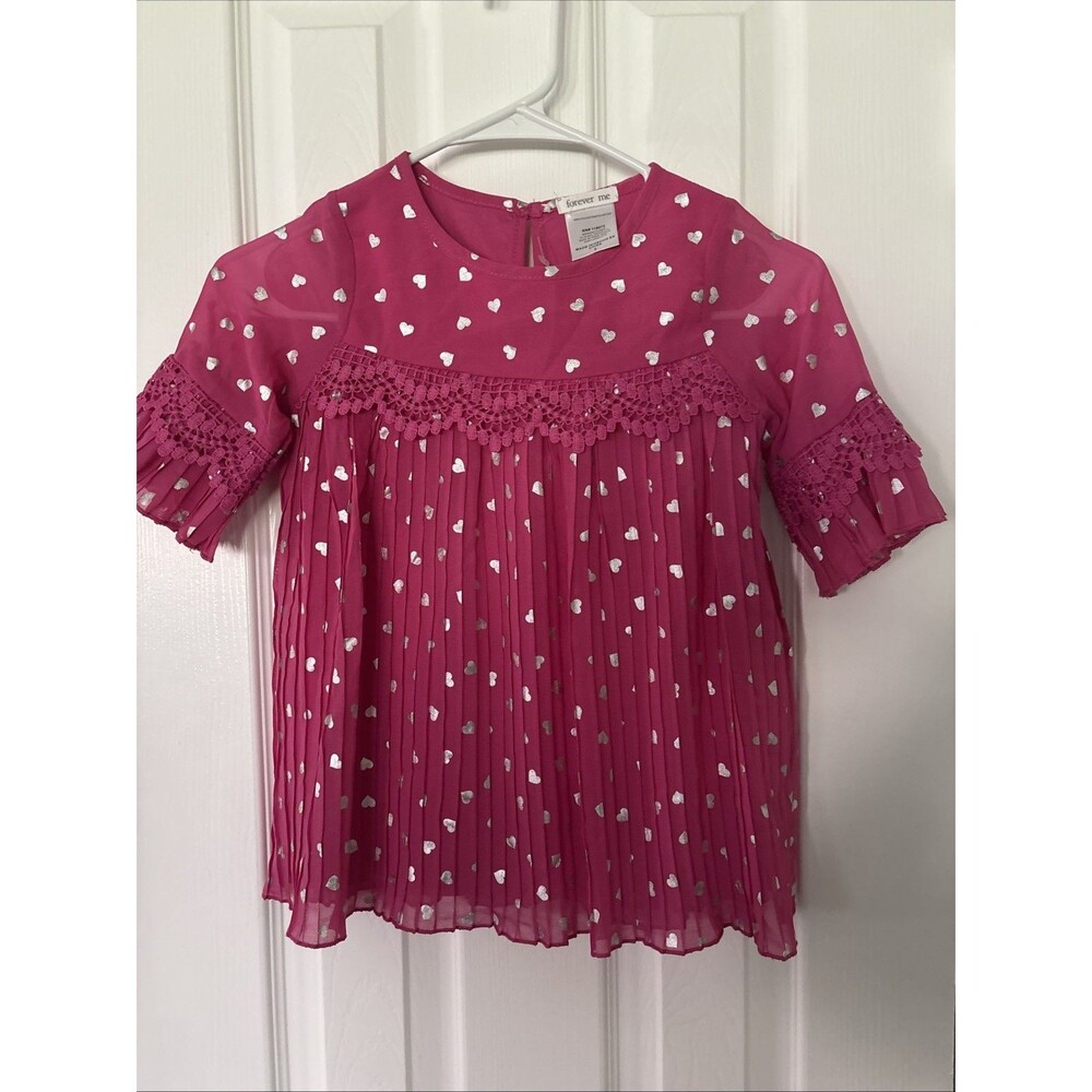 Forever Me Hearts Dreams Girls Pink Shirt Small 6/6X